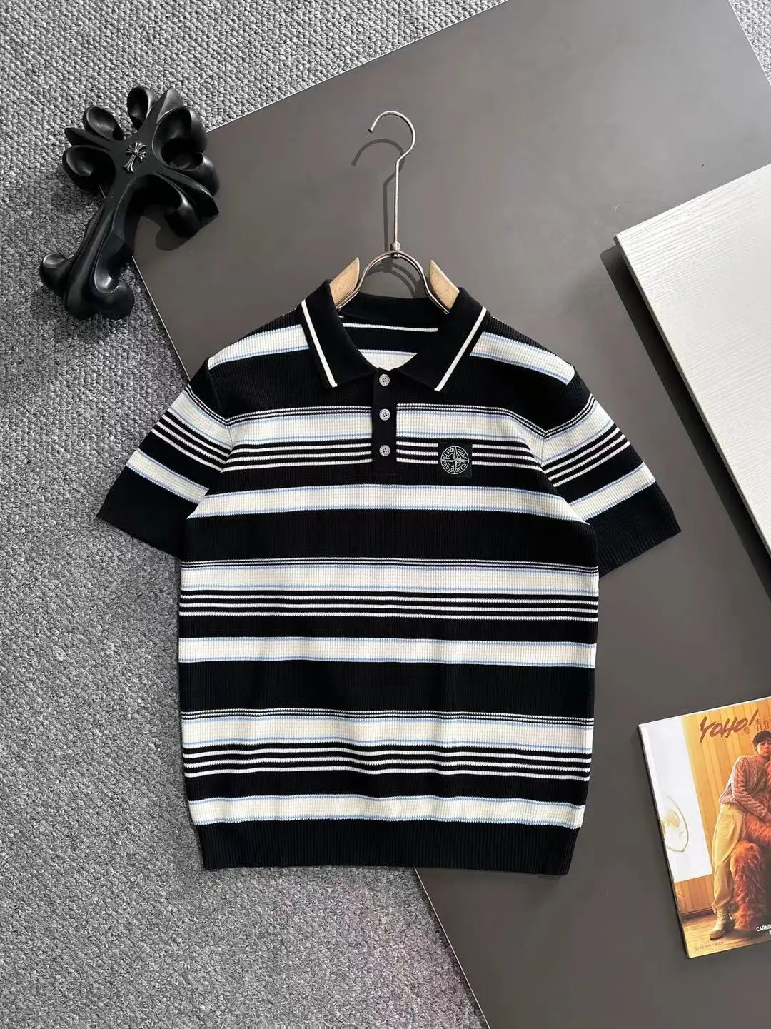 Striped Knit Polo Shirt D20015170