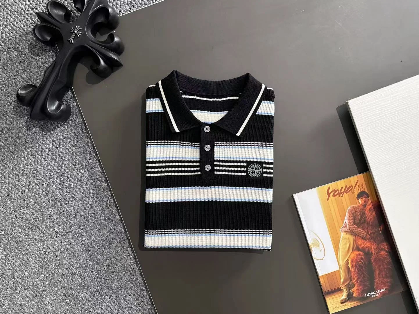 Striped Knit Polo Shirt D20015170 — view 8