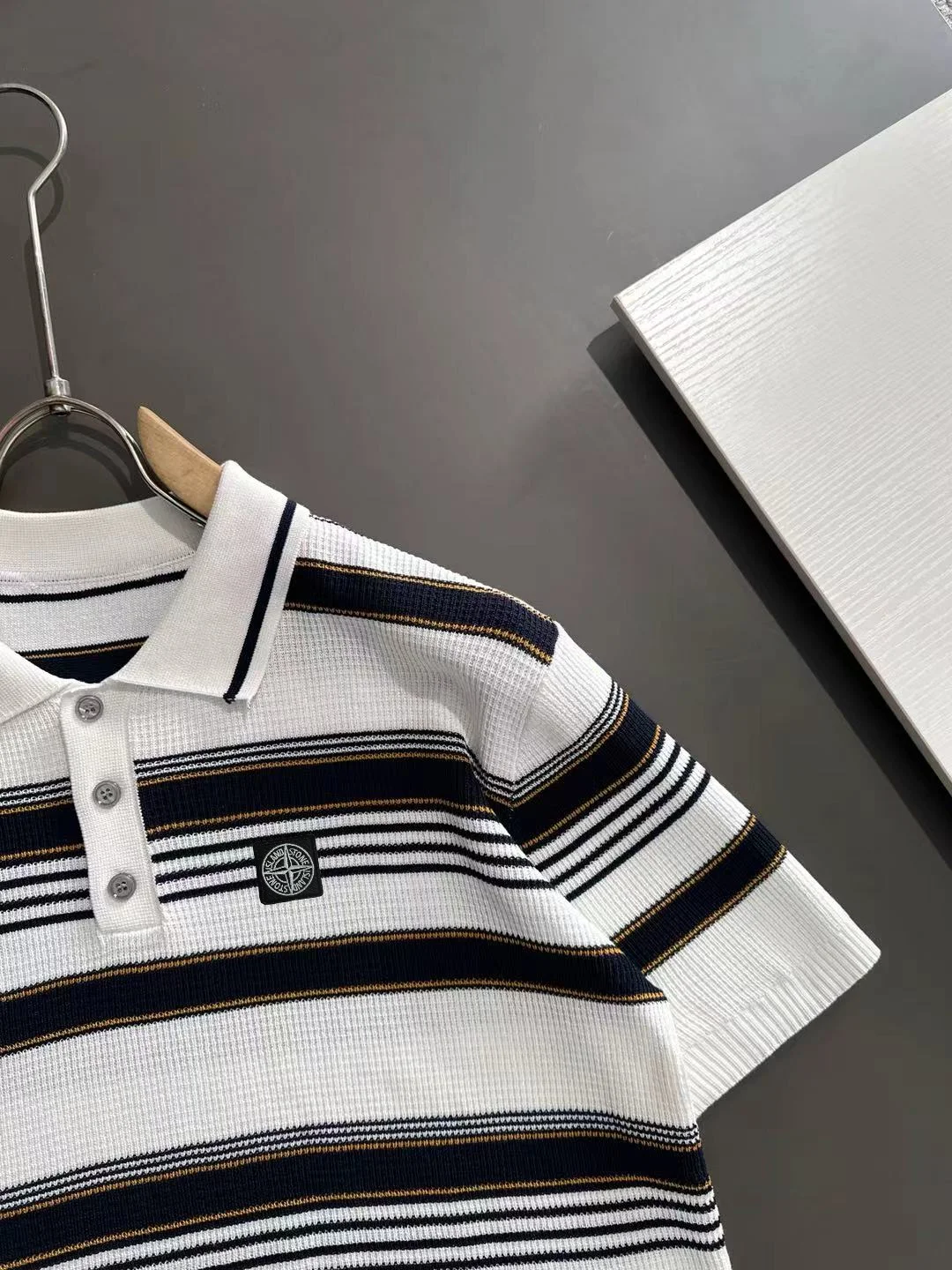 Striped Knit Cotton Polo Shirt D20015172 — view 2