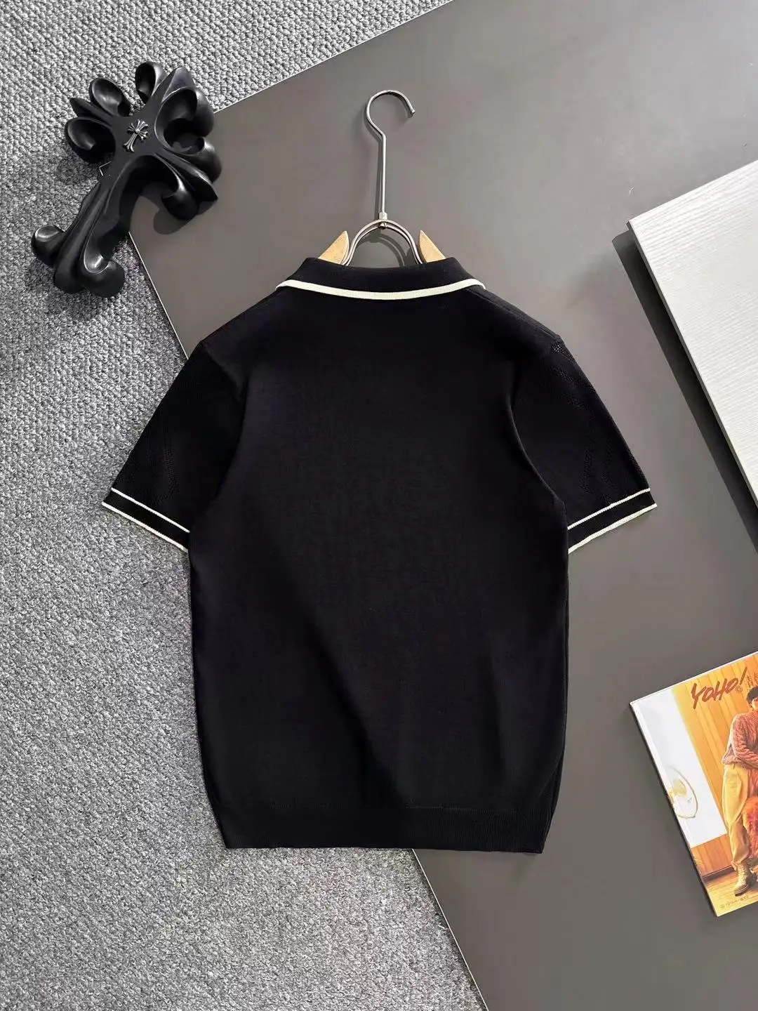 Contrast-Trim Knitted Polo Shirt D20015327 — view 9