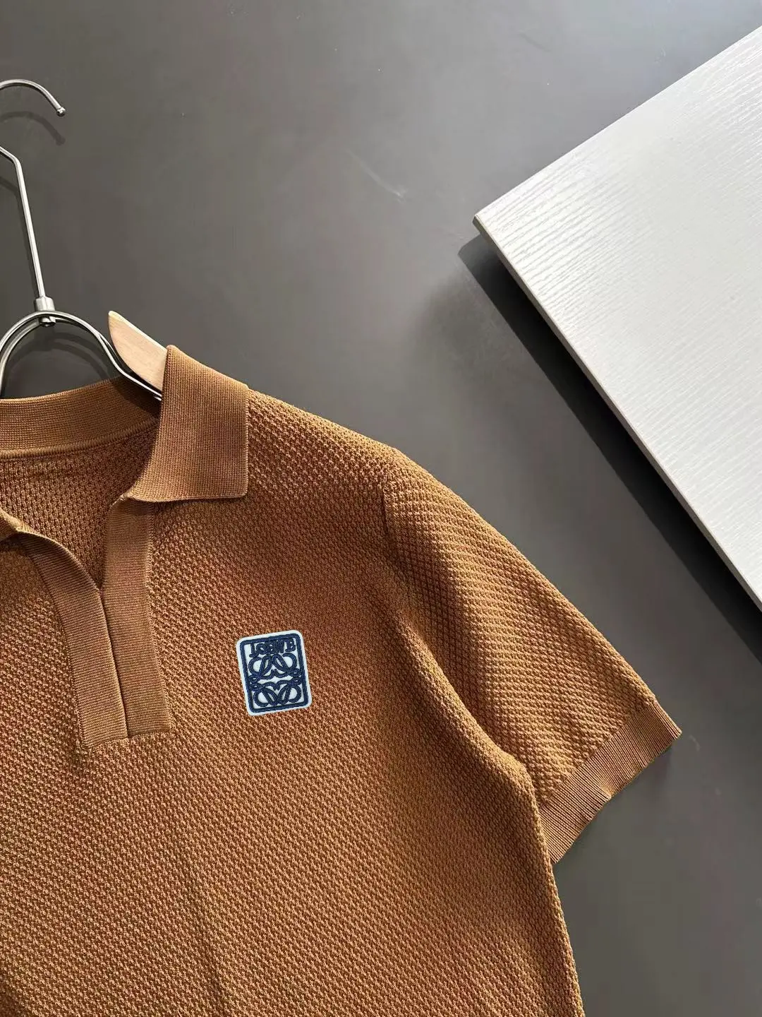 Anagram Logo Waffle-Knit Polo Shirt D20015242 — view 2