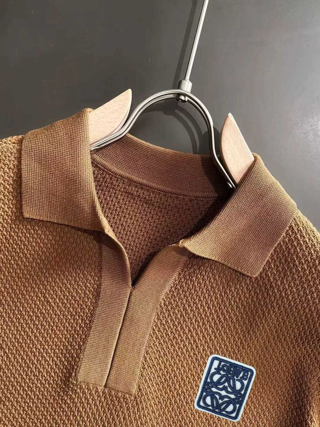 Anagram Logo Waffle-Knit Polo Shirt D20015242 — view 3