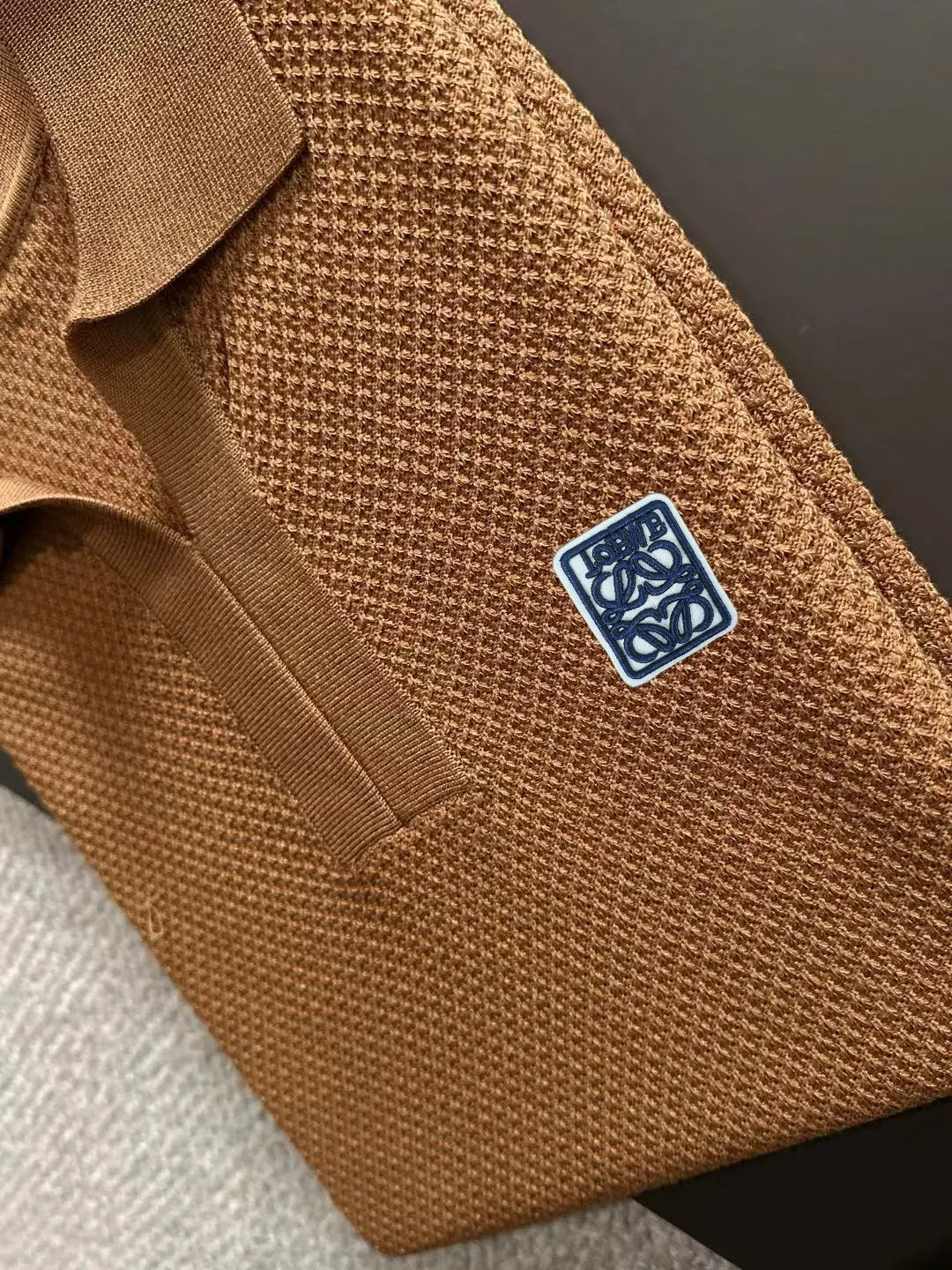 Anagram Logo Waffle-Knit Polo Shirt D20015242 — view 7