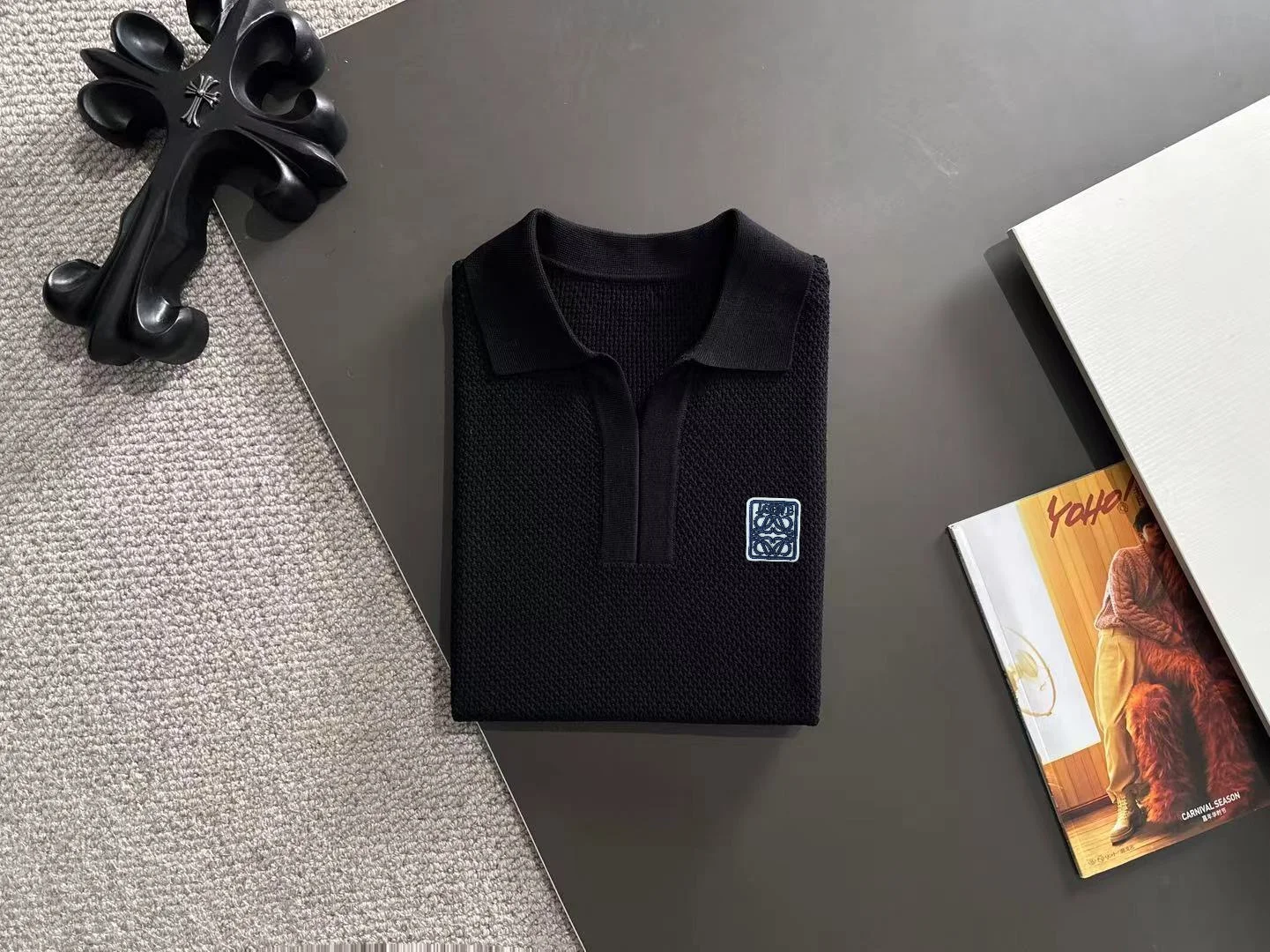 Waffle-Knit Cotton-Blend Polo Shirt D20015239 — view 8