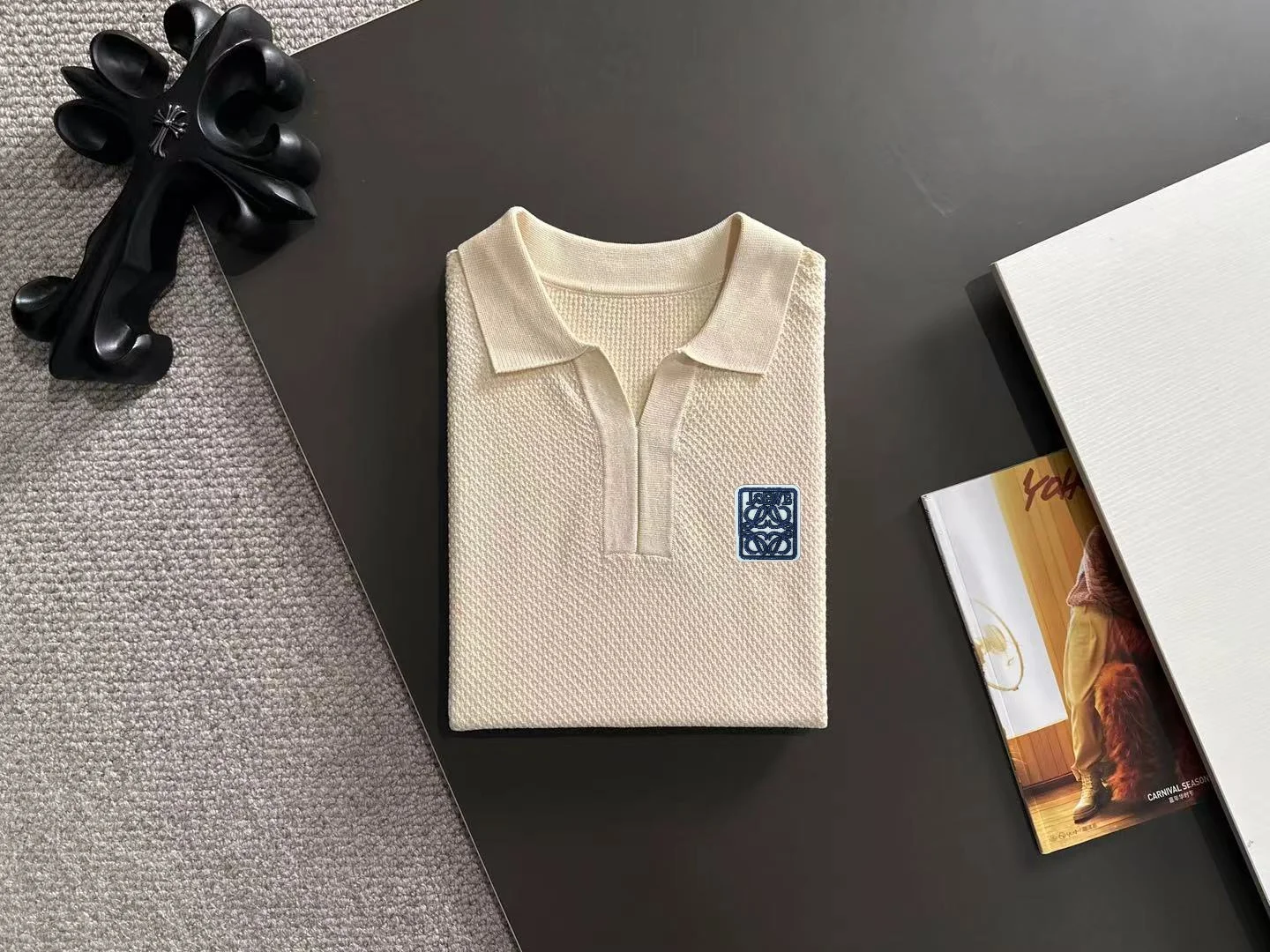 Waffle-Knit Cotton-Blend Polo Shirt D20015240 — view 8
