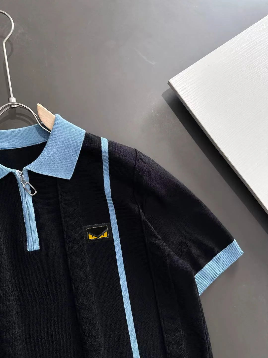Contrast-Stripe Half-Zip Knit Polo Shirt D20015231 — view 2