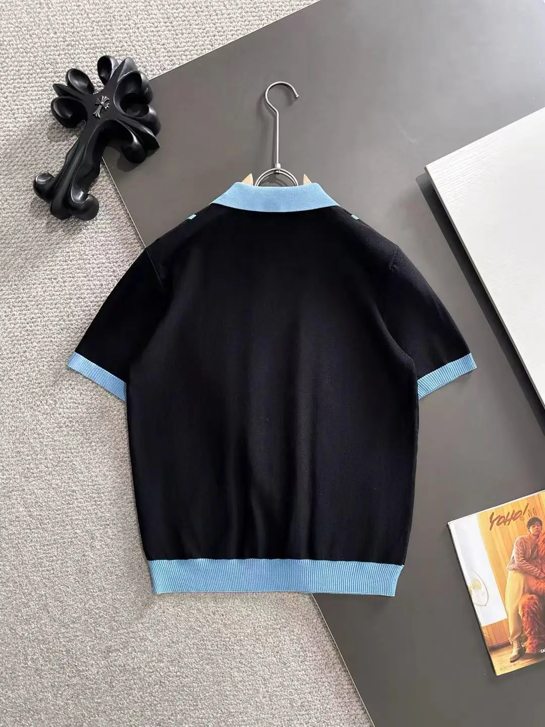 Contrast-Stripe Half-Zip Knit Polo Shirt D20015227 — view 9
