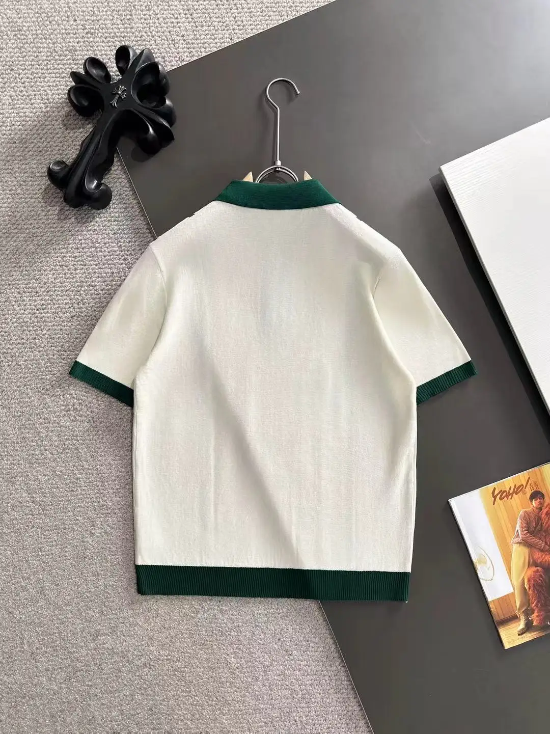 Contrast-Trim Half-Zip Knit Polo Shirt D20015226 — view 9