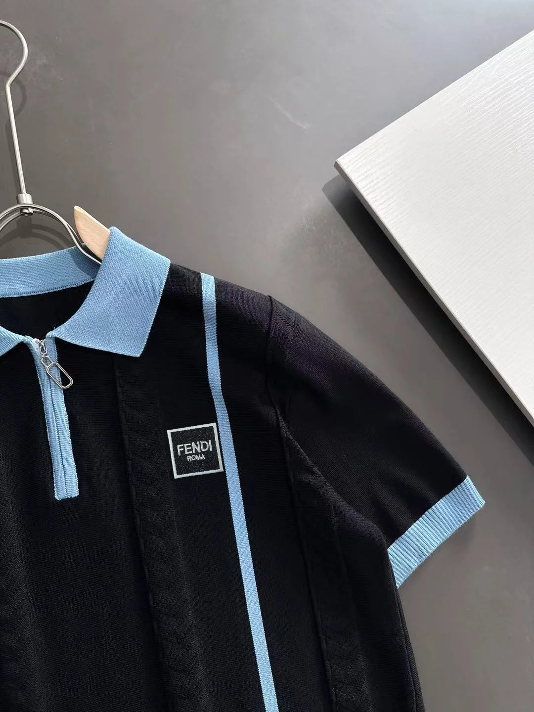Contrast-Stripe Half-Zip Knit Polo Shirt D20015229 — view 2