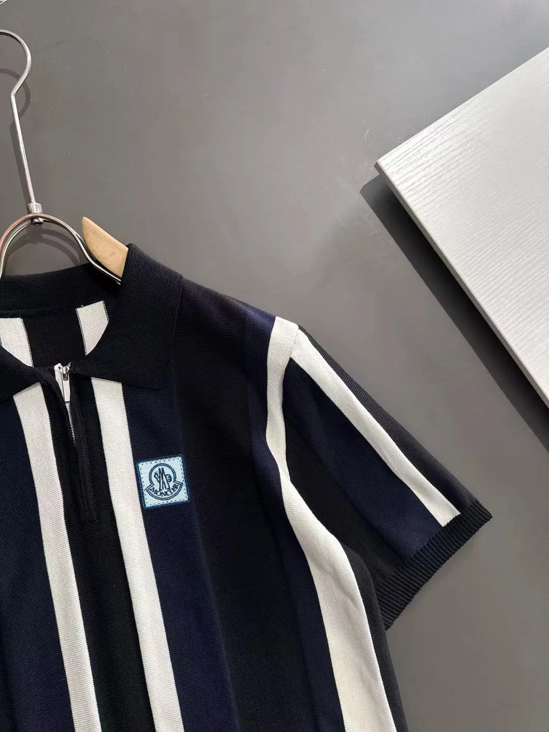 Striped Knit Half-Zip Polo Shirt D20015161 — view 2