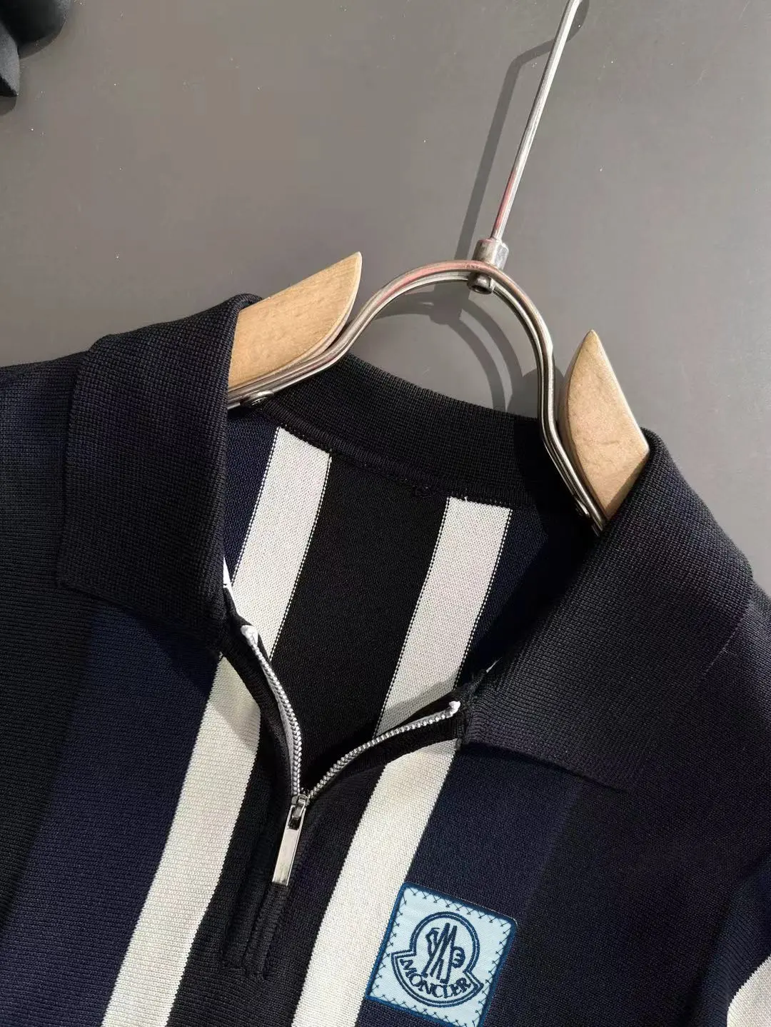 Striped Knit Half-Zip Polo Shirt D20015161 — view 3