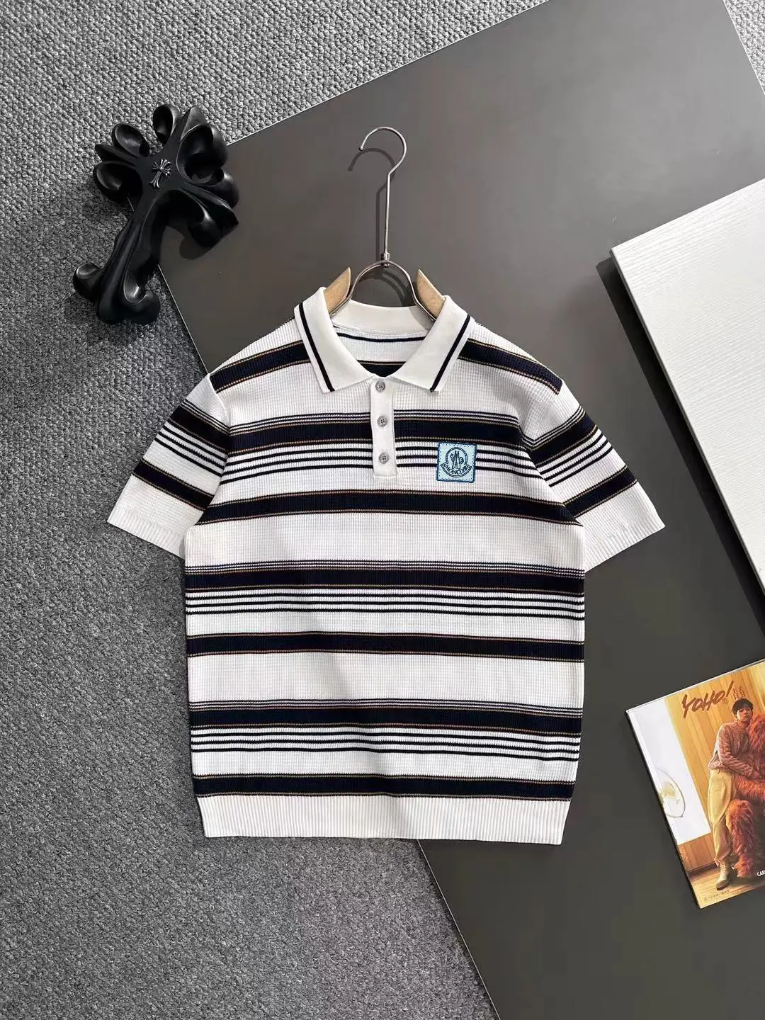 Striped Knit Polo Shirt D20015246
