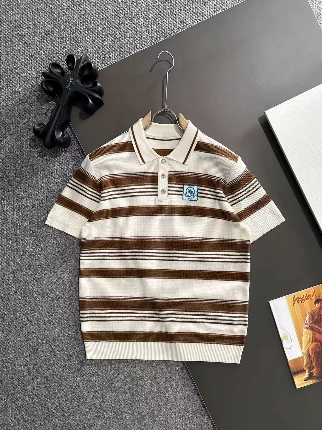 Striped Knit Polo Shirt D20015247
