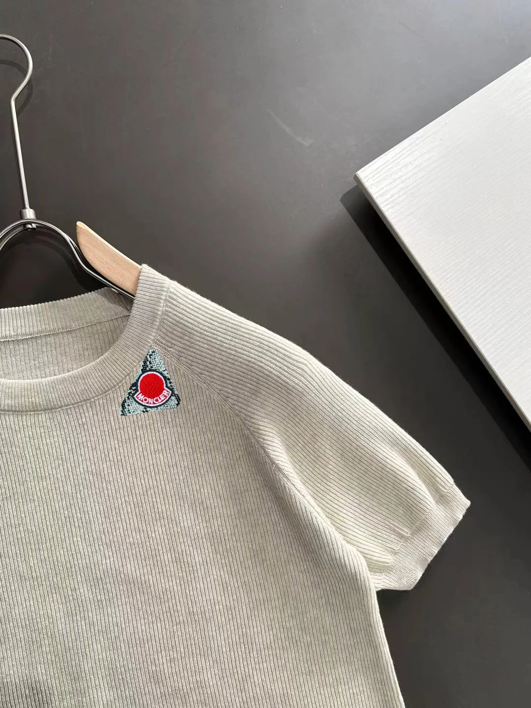 Moncler Ribbed Knit Short-Sleeve Sweater D20015165 — view 2