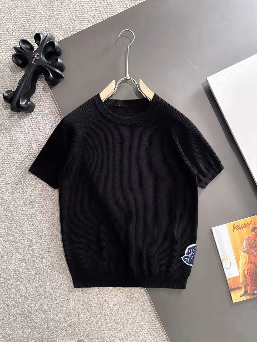 Ribbed Knit Short-Sleeve Sweater D20015271