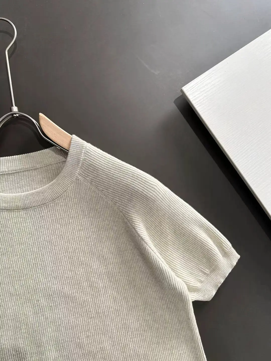 Ribbed Knit Short-Sleeve Sweater D20015269 — view 2
