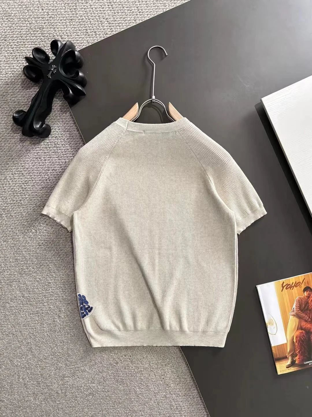 Ribbed Knit Short-Sleeve Sweater D20015269 — view 9