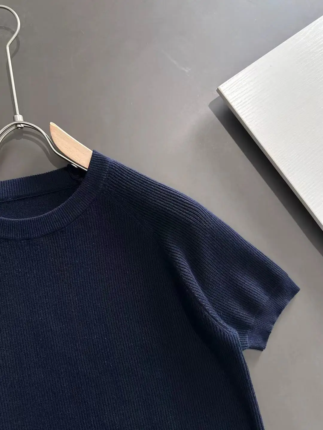 Ribbed Knit Short-Sleeve Sweater D20015270 — view 2