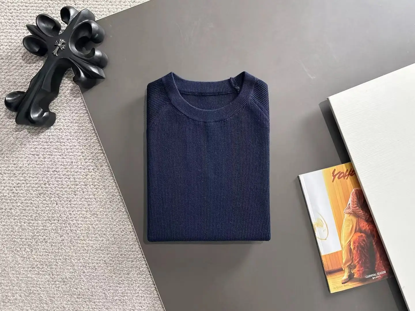 Ribbed Knit Short-Sleeve Sweater D20015270 — view 8