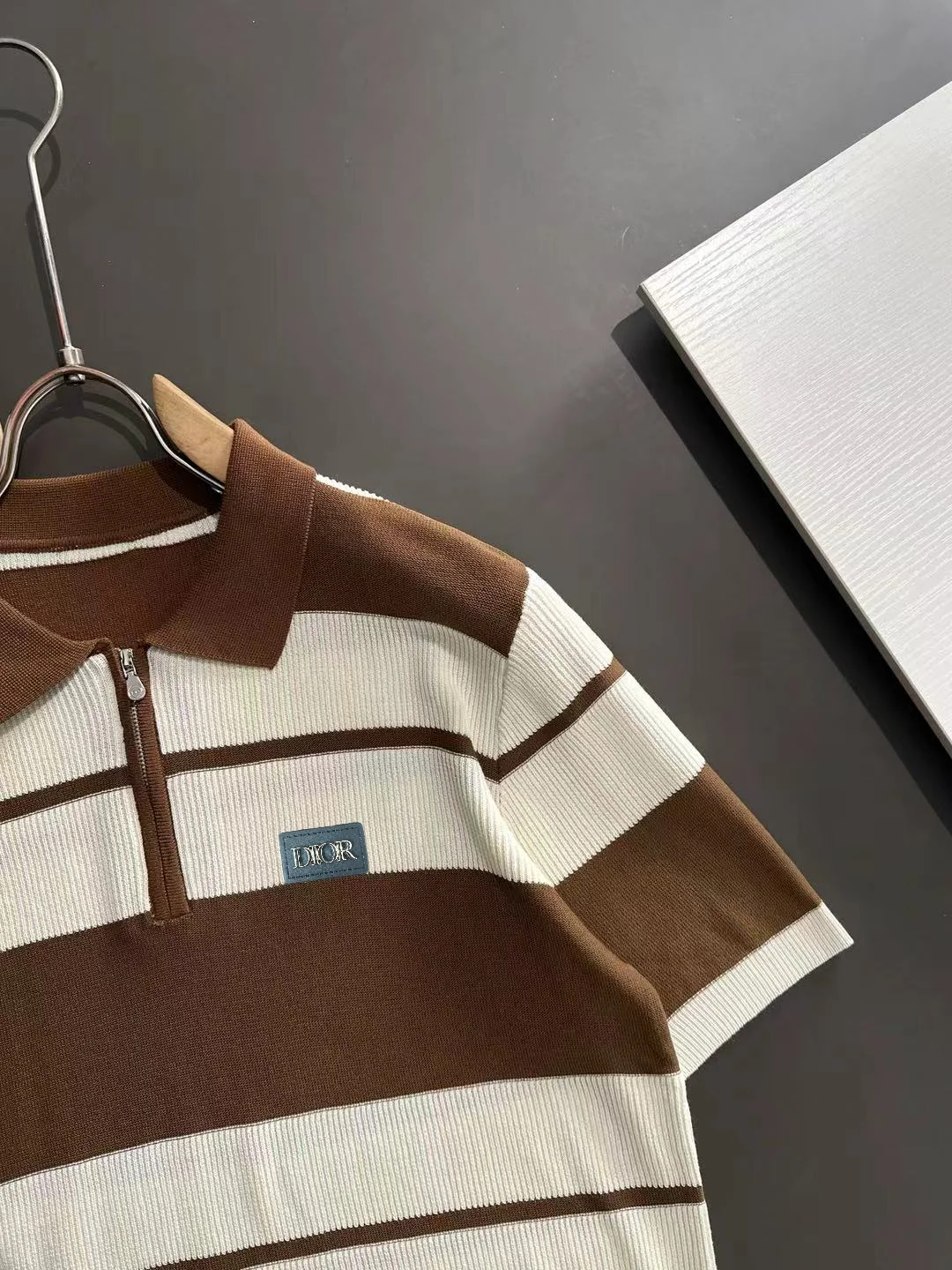 Striped Knit Half-Zip Polo Shirt D20015251 — view 2