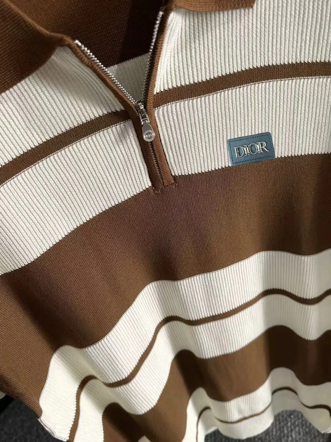 Striped Knit Half-Zip Polo Shirt D20015251 — view 7