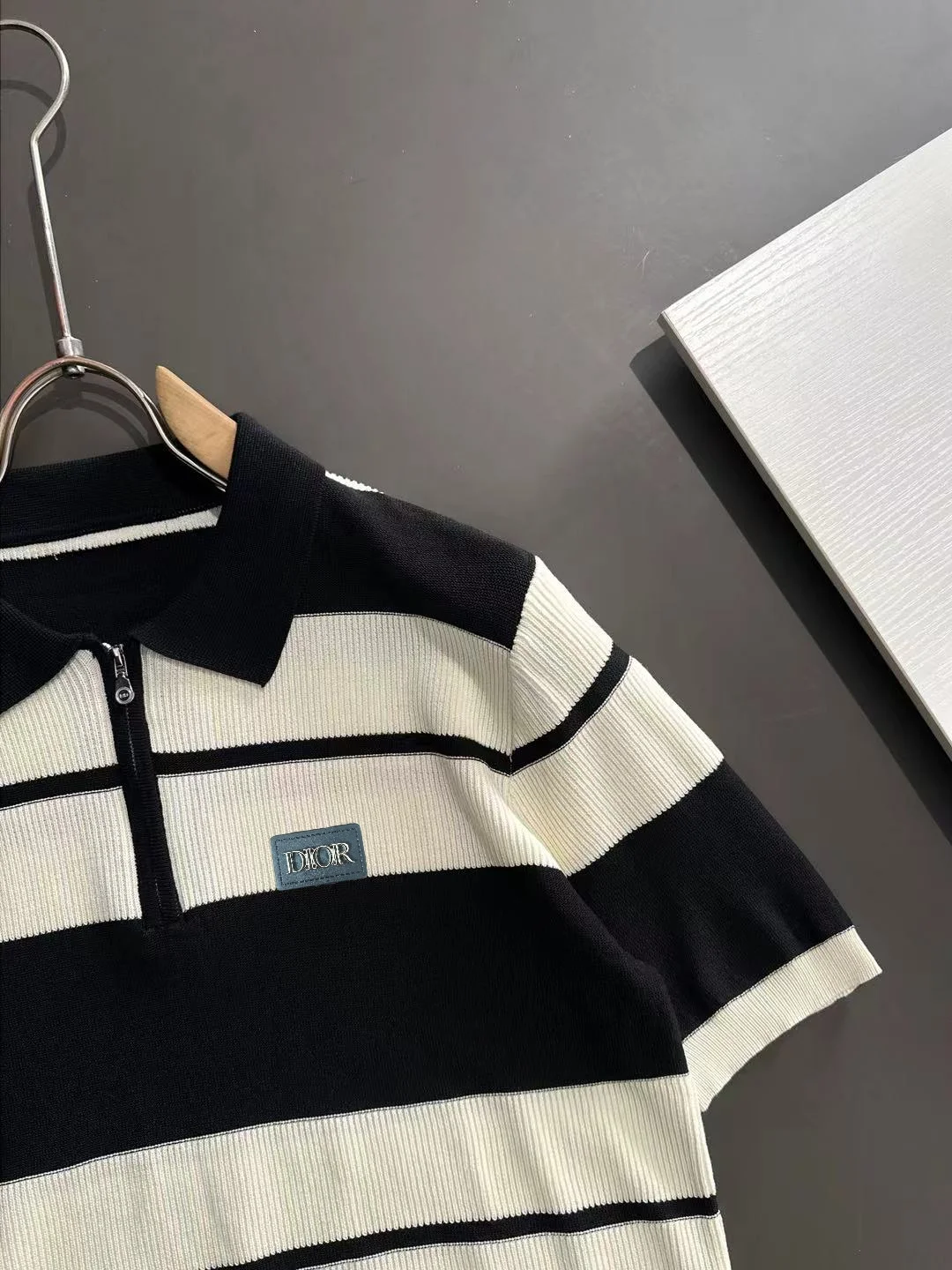 Striped Knit Half-Zip Polo Shirt D20015250 — view 2