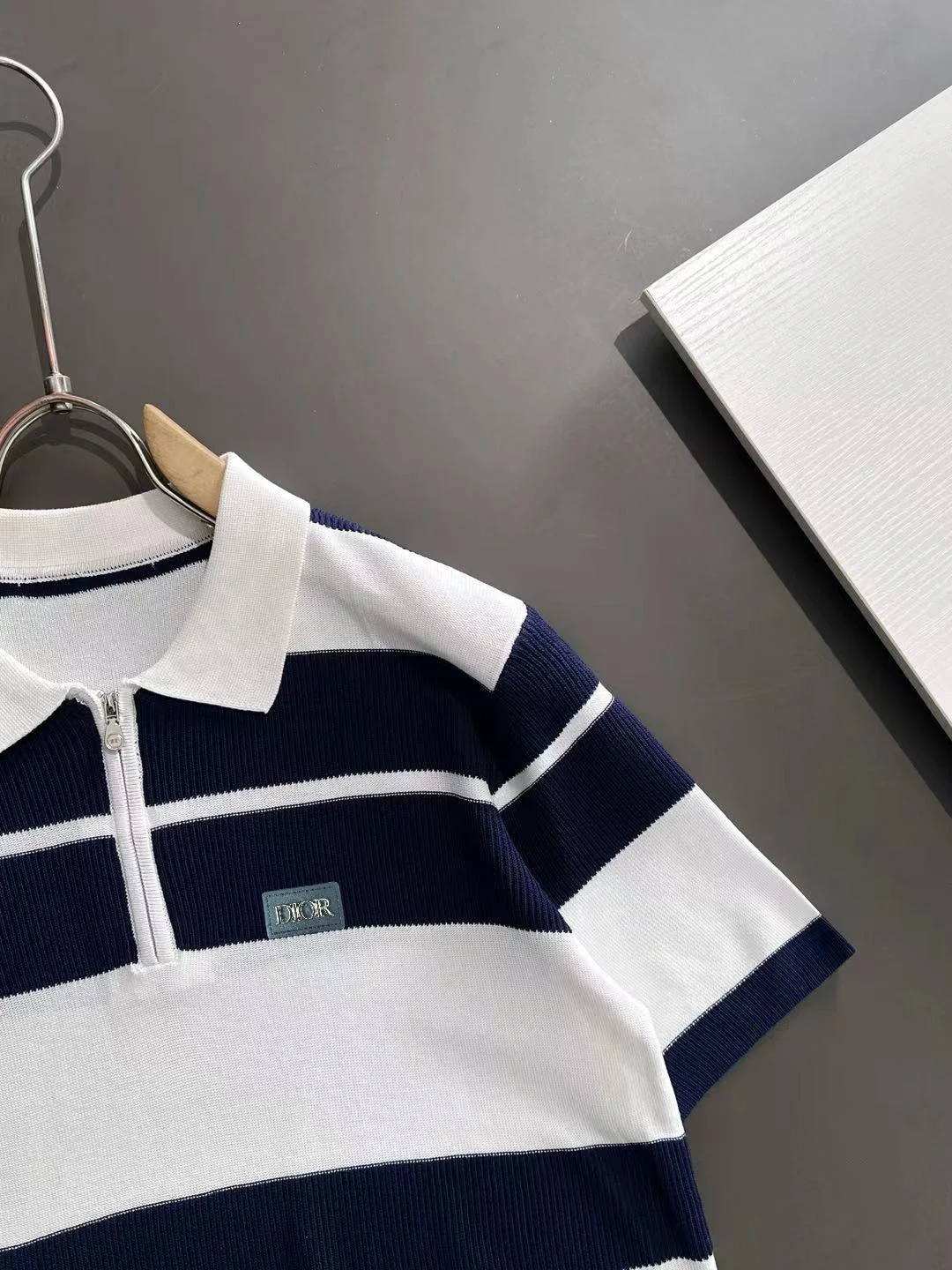 Striped Knit Half-Zip Polo Shirt D20015249 — view 2