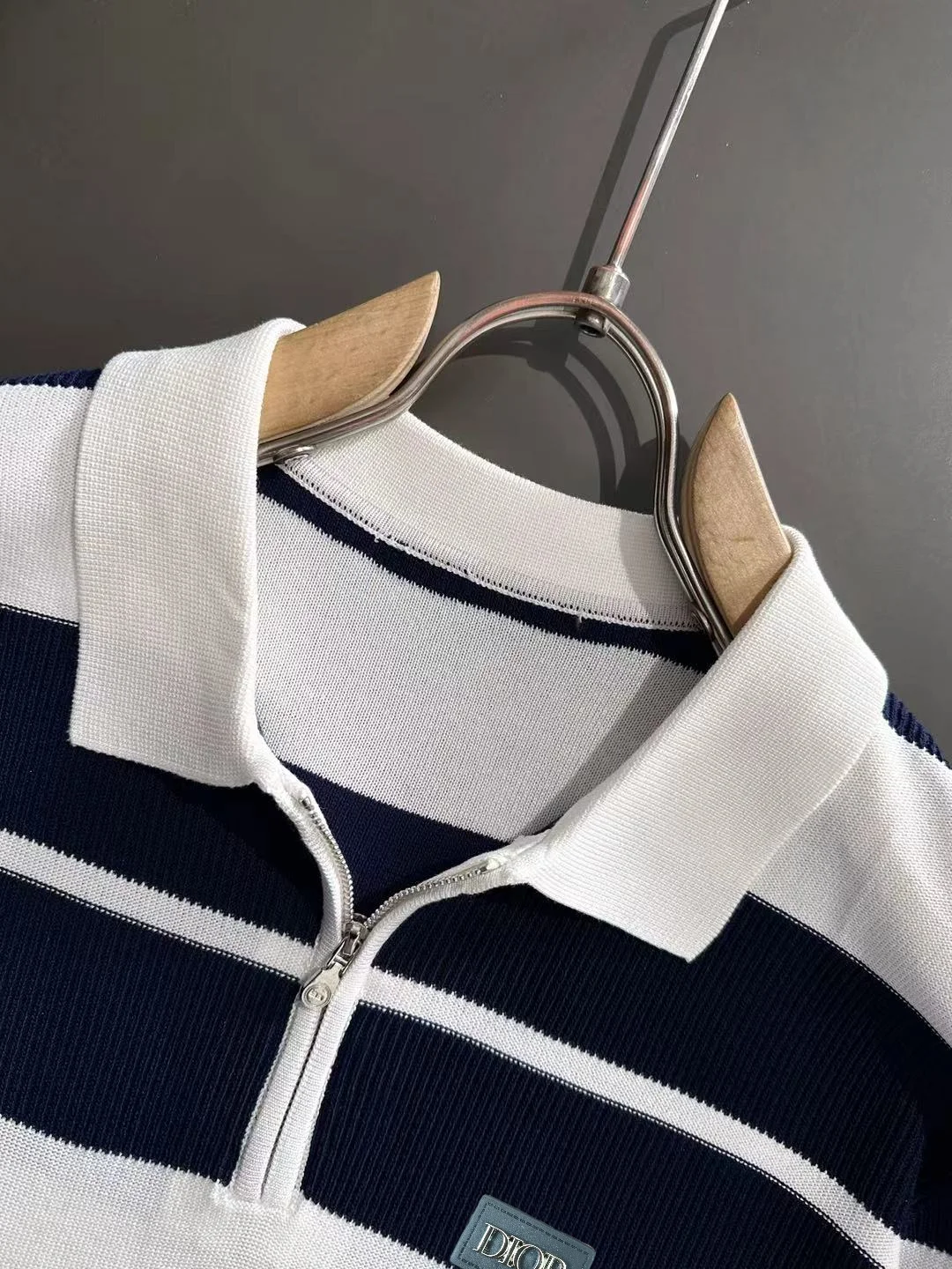 Striped Knit Half-Zip Polo Shirt D20015249 — view 3