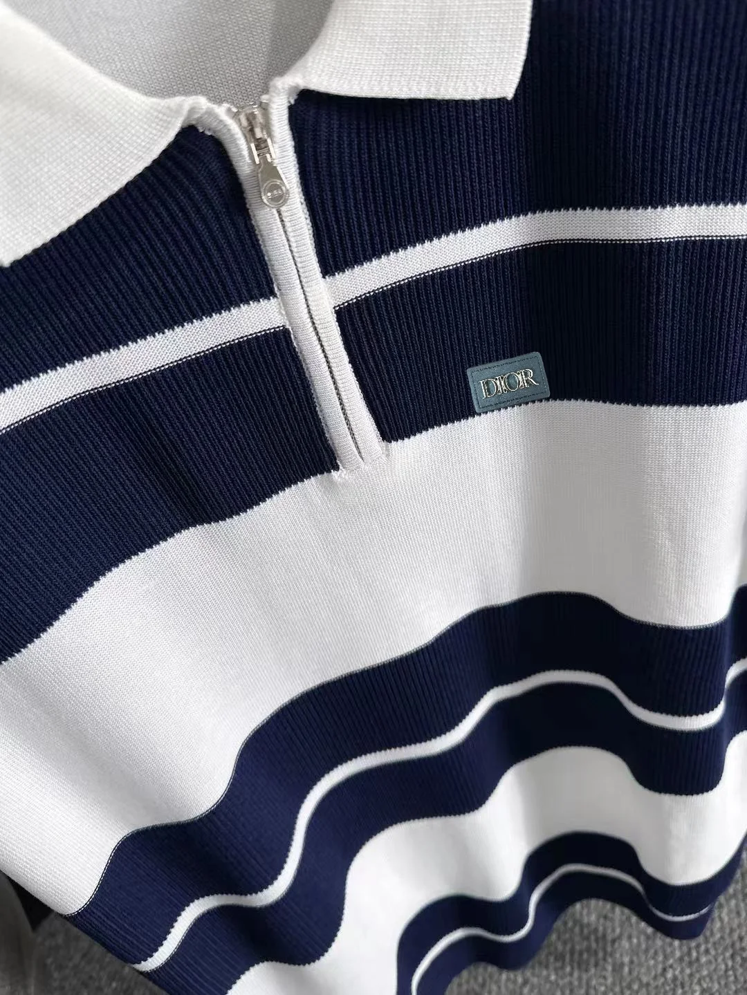 Striped Knit Half-Zip Polo Shirt D20015249 — view 7