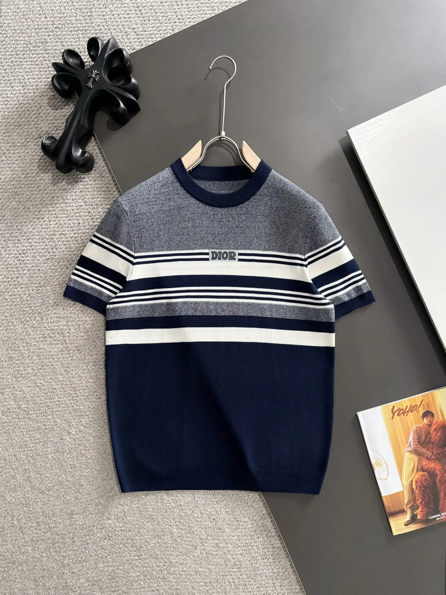 Striped Jacquard Knit T-Shirt D20015224