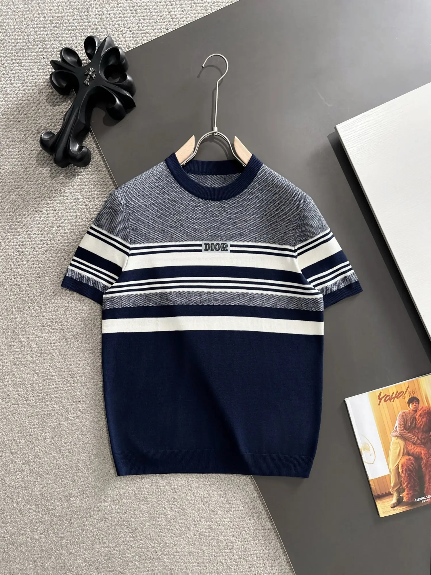 Striped Jacquard Knit T-Shirt D20015224