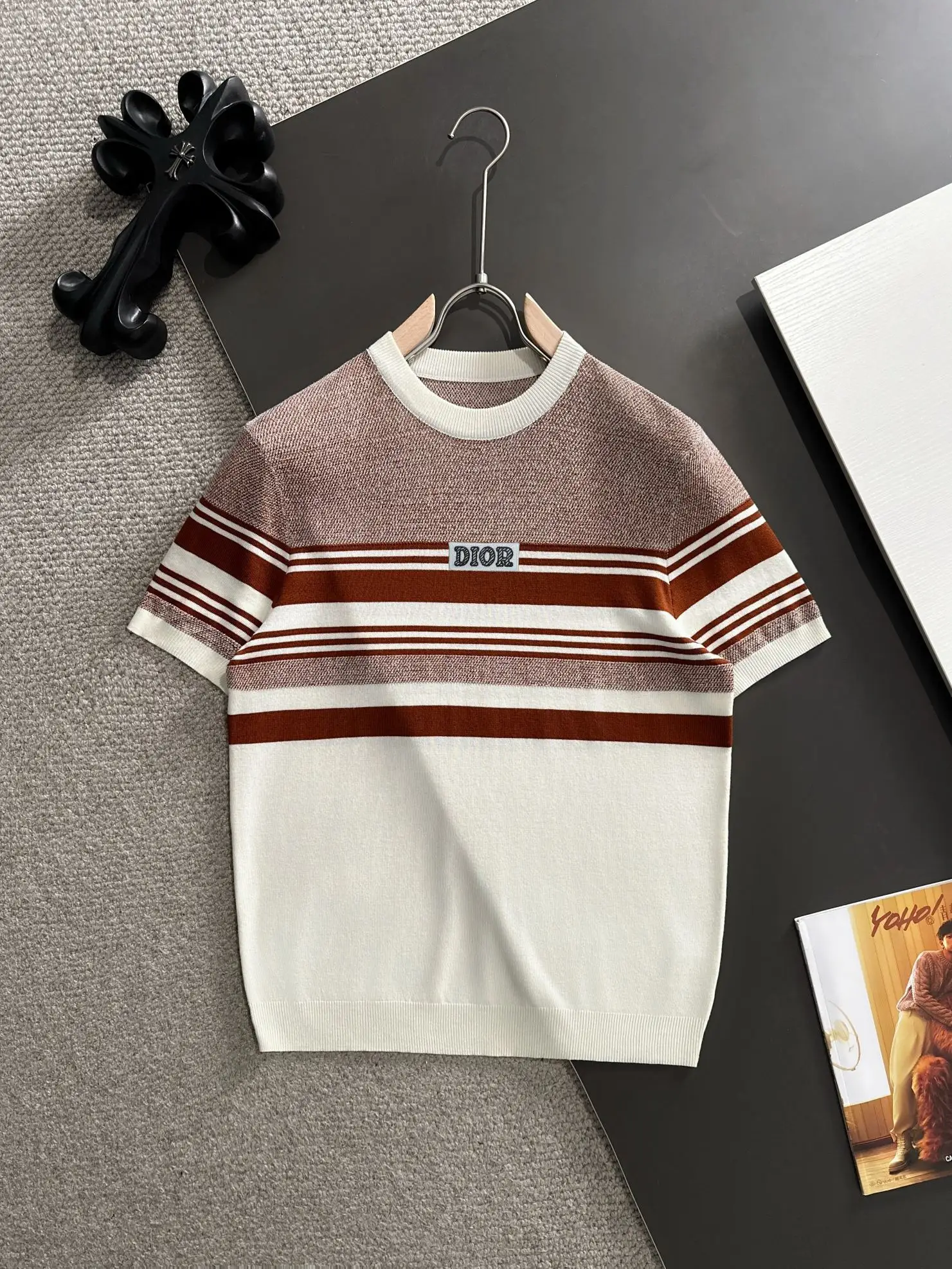 Striped Jacquard Knit T-Shirt D20015223