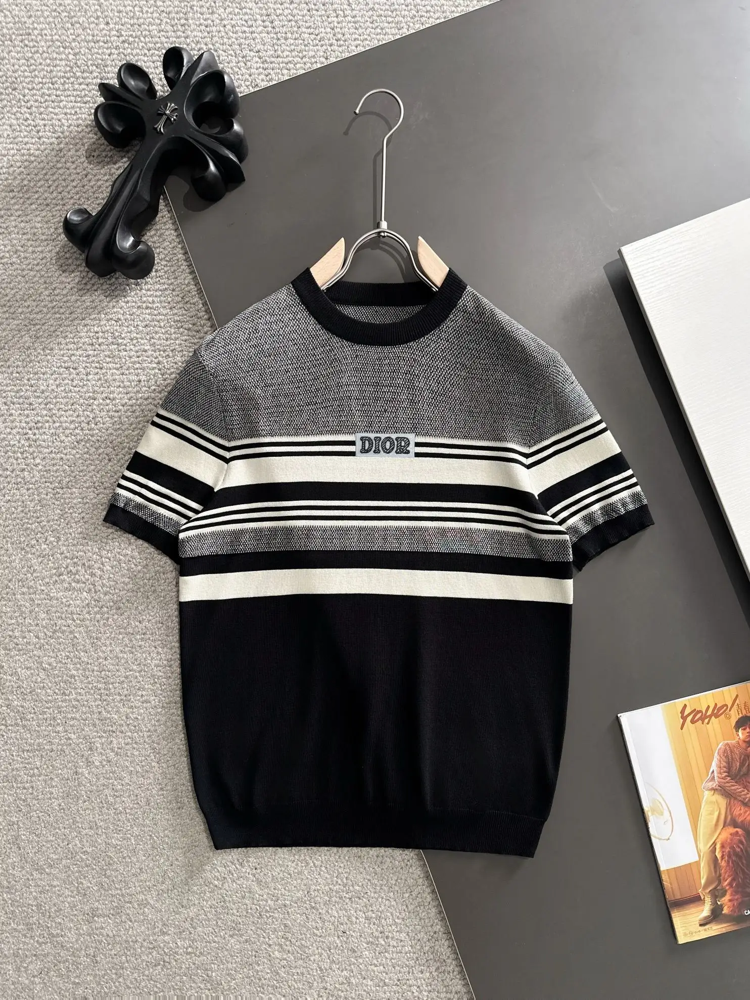 Striped Jacquard Knit T-Shirt D20015225
