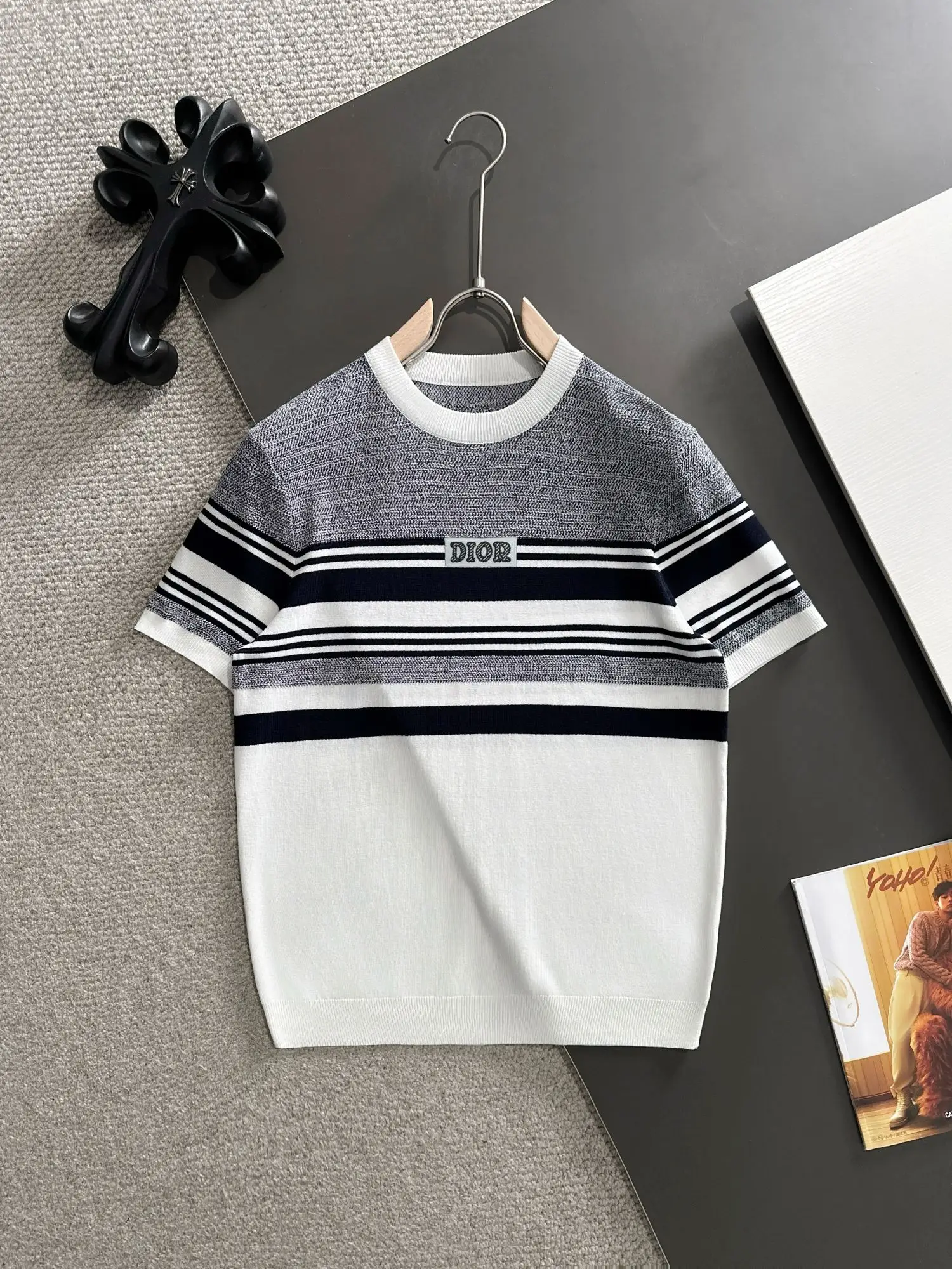 Striped Jacquard Knit T-Shirt D20015222