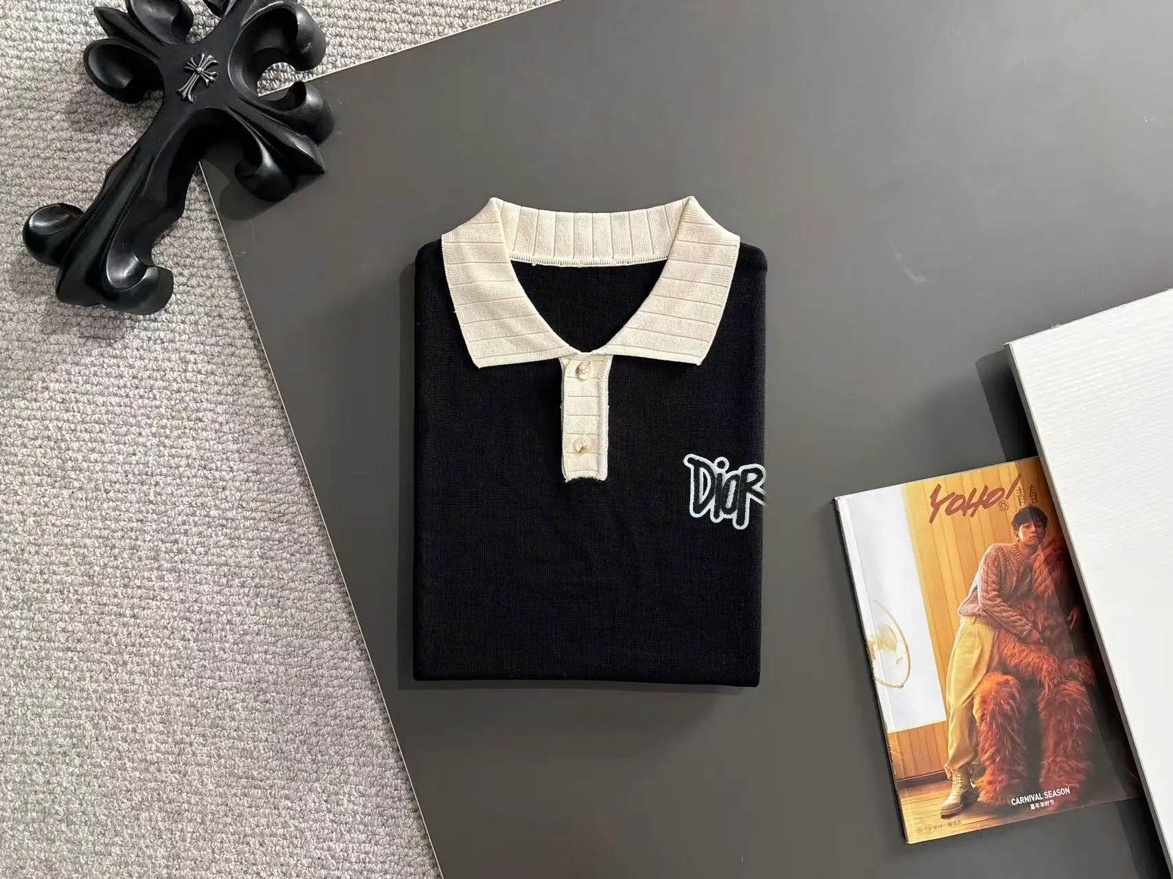 Contrast-Trim Knitted Polo Shirt D20015176 — view 8