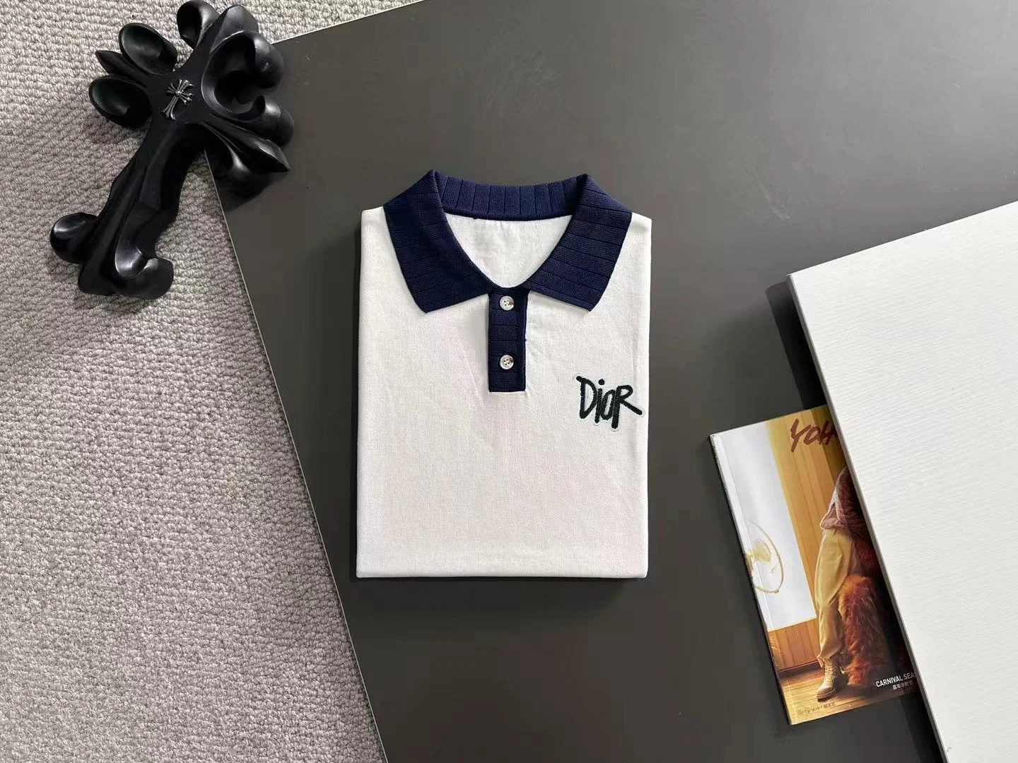 Contrast-Trim Knitted Polo Shirt D20015178 — view 4