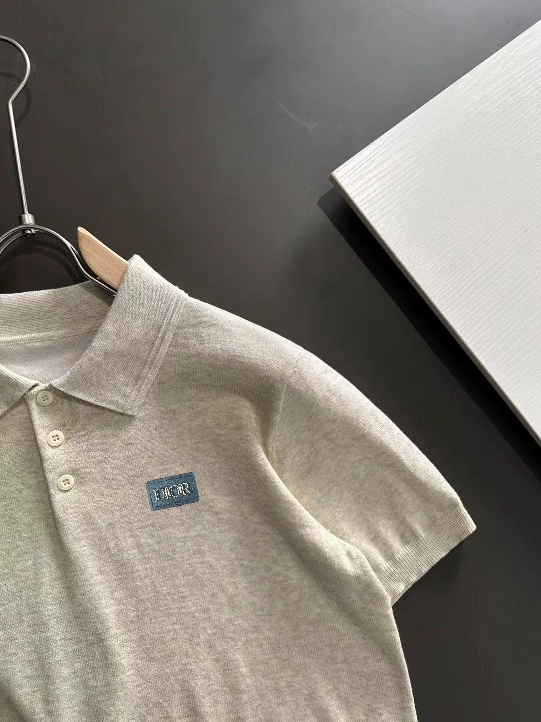 Logo-Patch Silk-Blend Knit Polo Shirt D20015232 — view 2