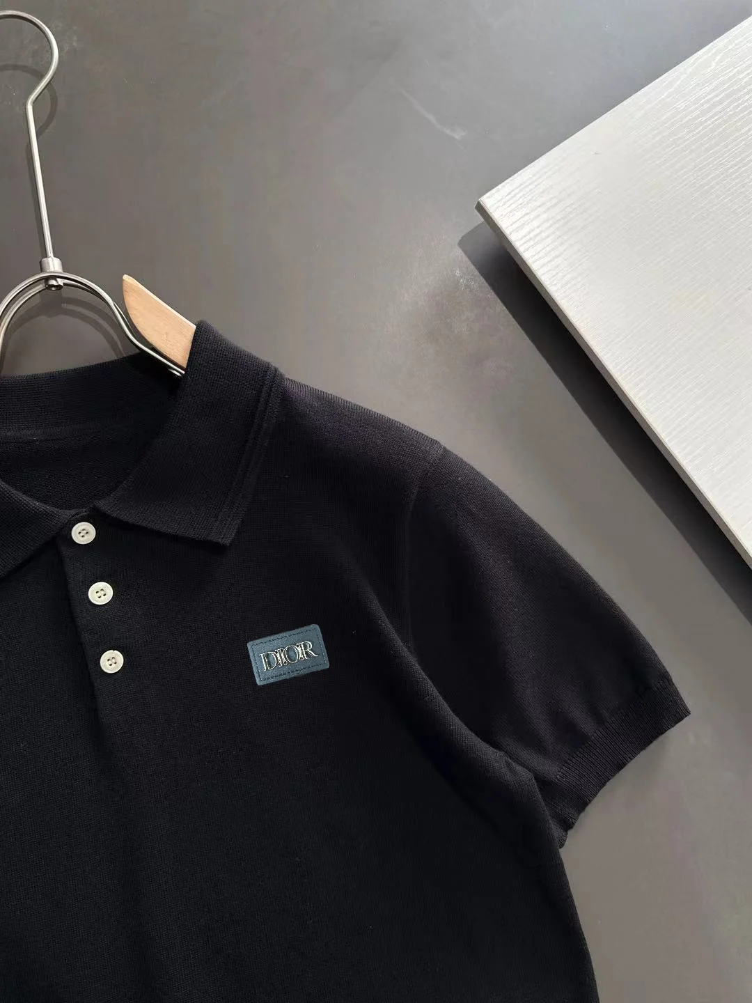 Logo-Patch Silk-Blend Knit Polo Shirt D20015234 — view 2