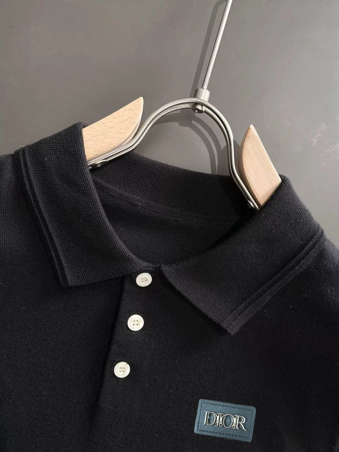 Logo-Patch Silk-Blend Knit Polo Shirt D20015234 — view 3