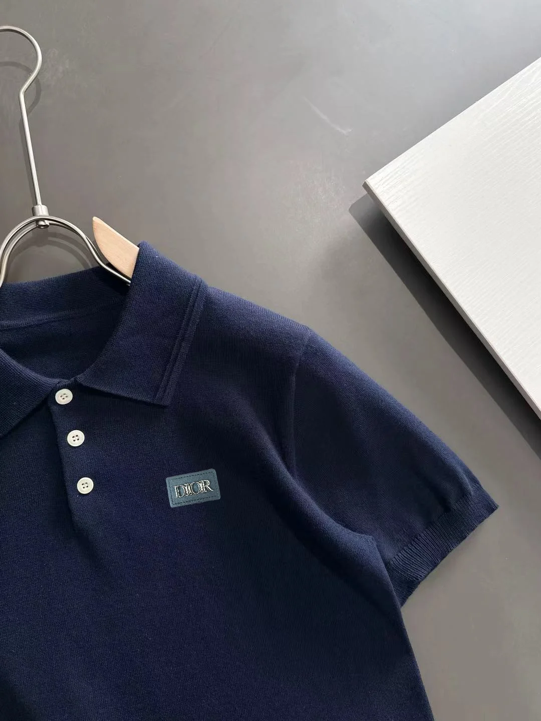 Logo-Patch Silk-Blend Knit Polo Shirt D20015233 — view 2