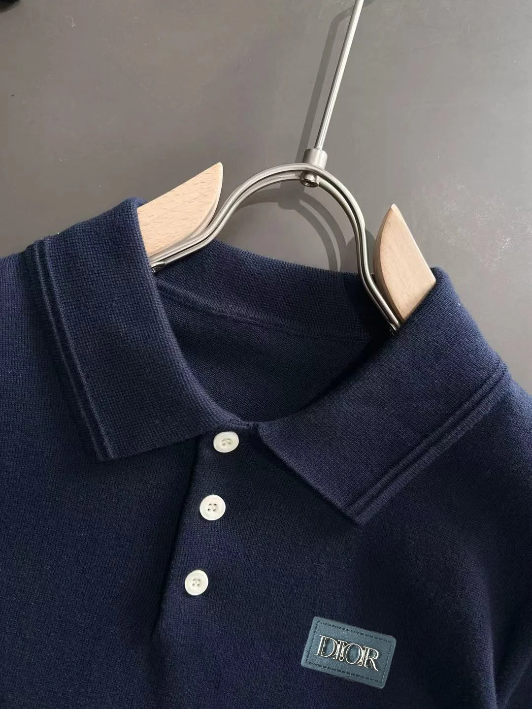 Logo-Patch Silk-Blend Knit Polo Shirt D20015233 — view 3