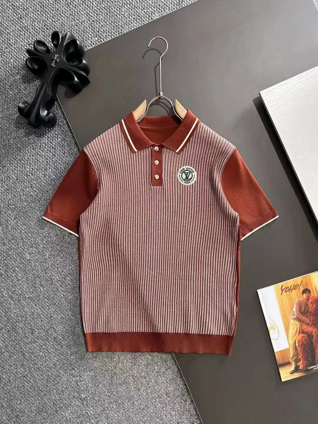 Contrast-Tipped Ribbed Knit Polo Shirt D20015256