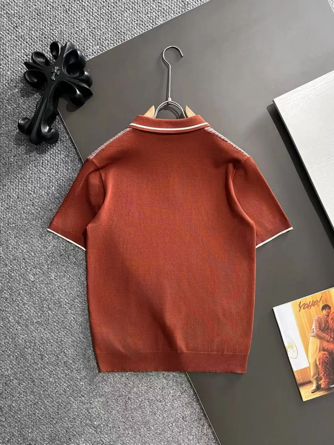 Contrast-Tipped Ribbed Knit Polo Shirt D20015256 — view 9