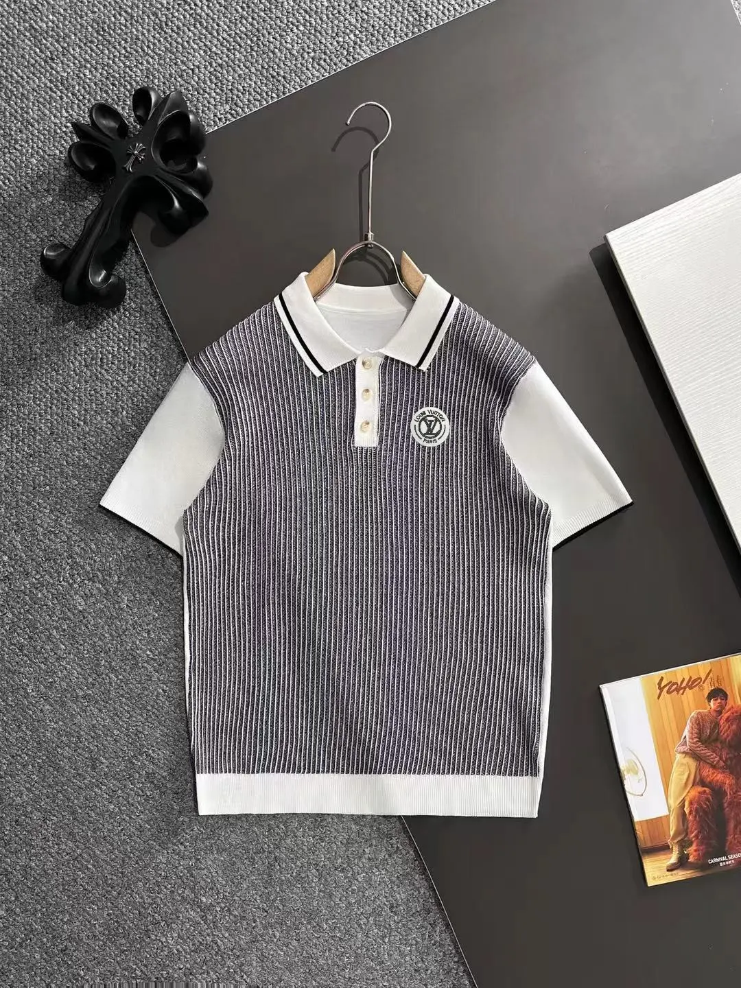 Contrast Ribbed Knit Polo Shirt D20015255
