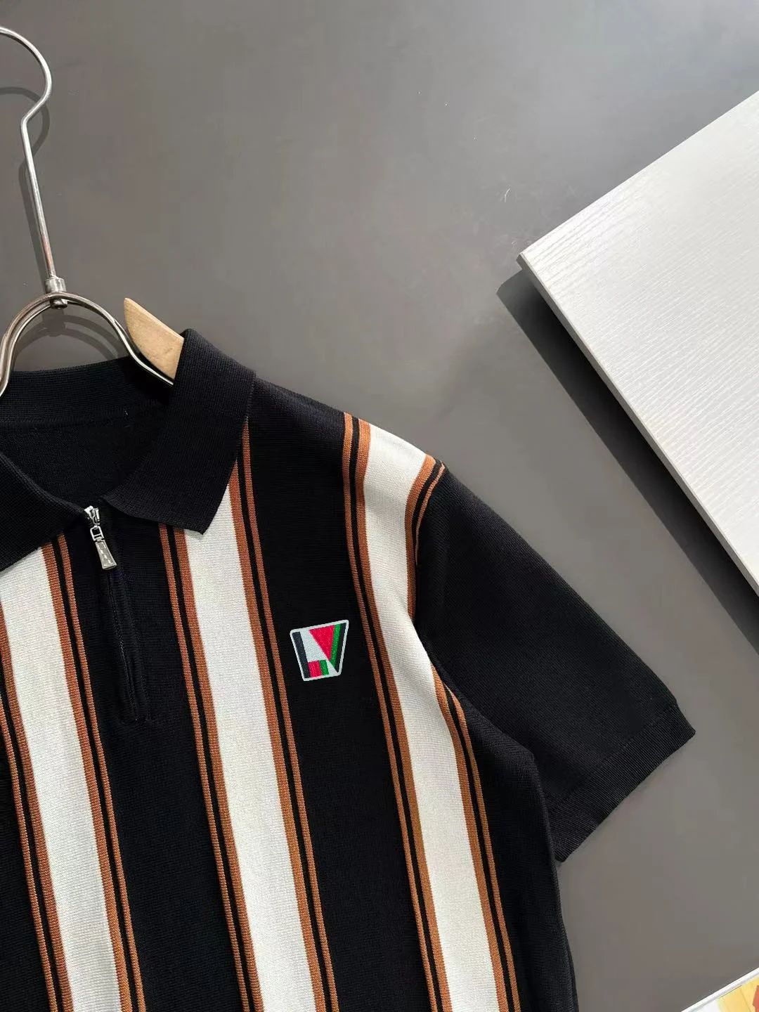 Striped Knit Half-Zip Polo Shirt D20015173 — view 2