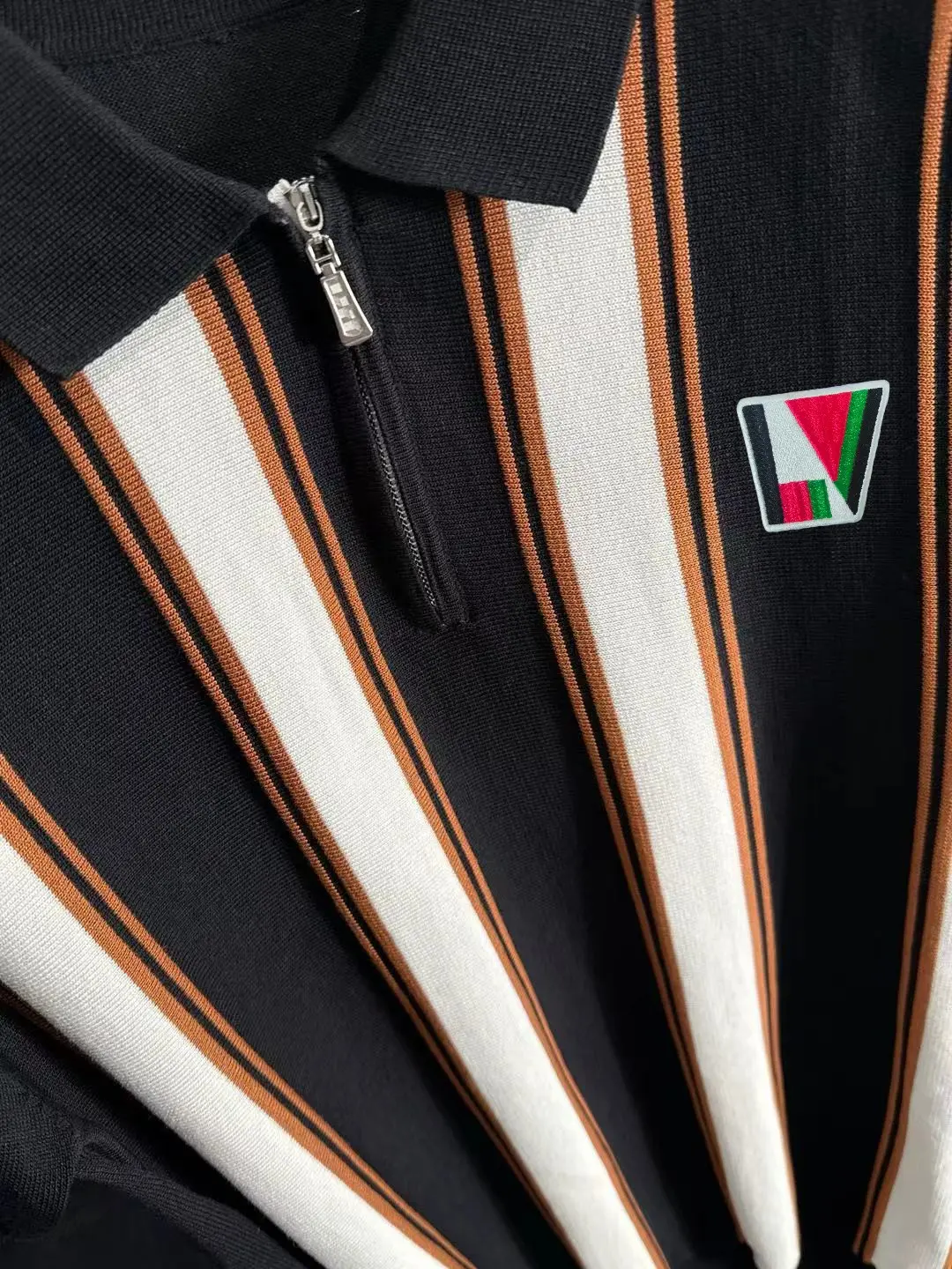 Striped Knit Half-Zip Polo Shirt D20015173 — view 7