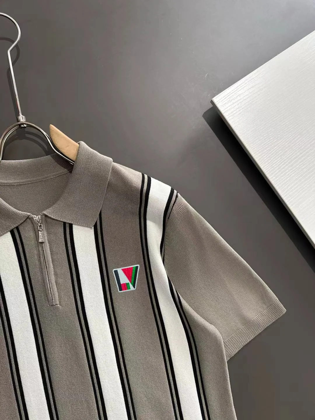 Striped Knit Half-Zip Polo Shirt D20015174 — view 2