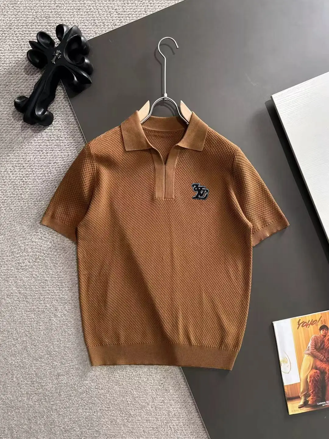 Waffle-Knit Cotton-Blend Polo Shirt D20015167