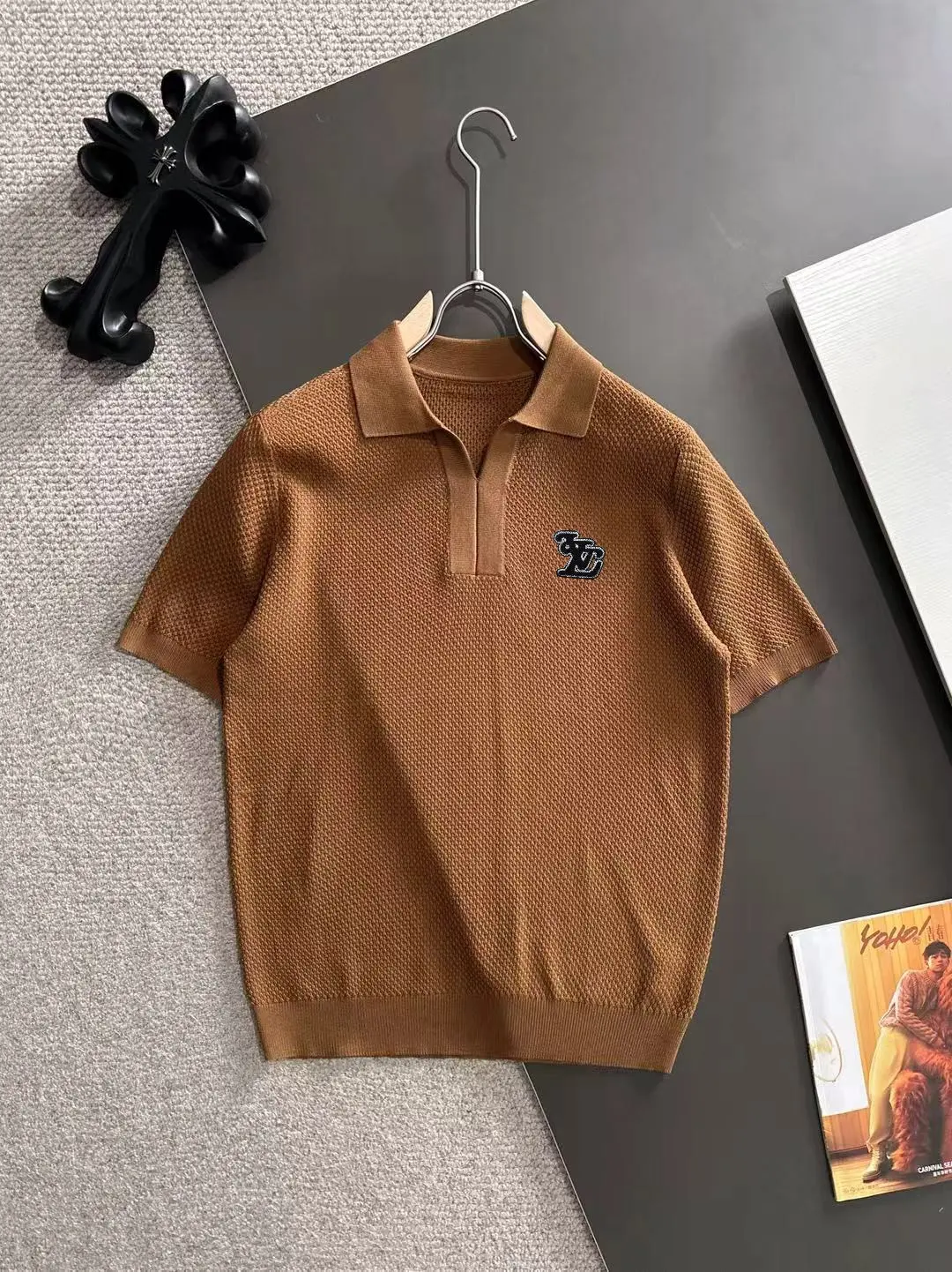 Waffle-Knit Cotton-Blend Polo Shirt D20015167