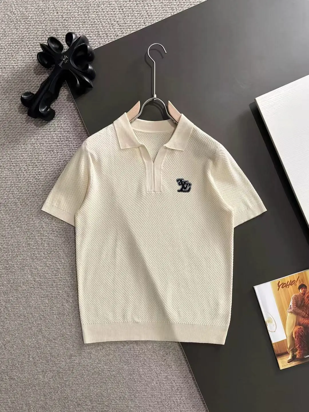 Logo-Appliqué Waffle-Knit Polo Shirt D20015169